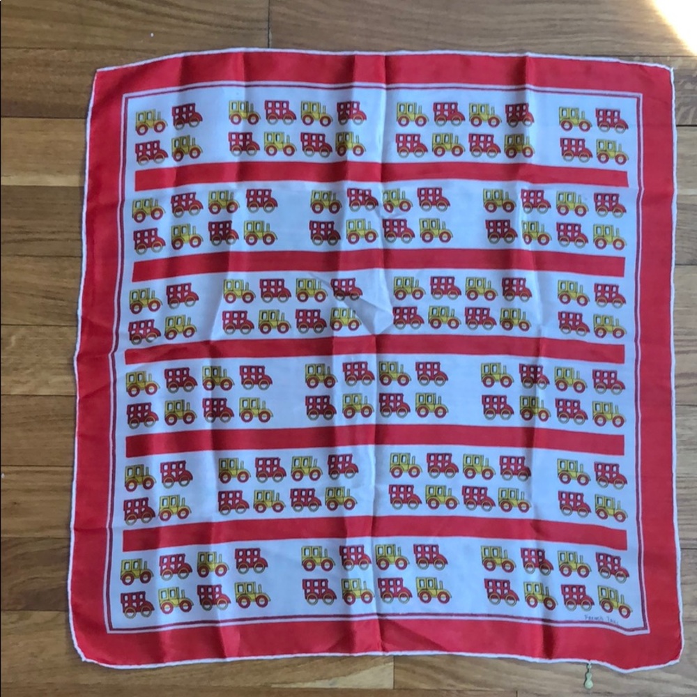 Vintage silk scarf with red and yellow taxis